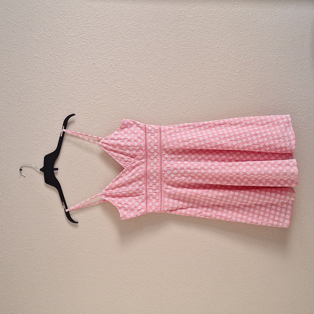 Jun & Ivy Dress with spaghetti straps L Peach with white flowers